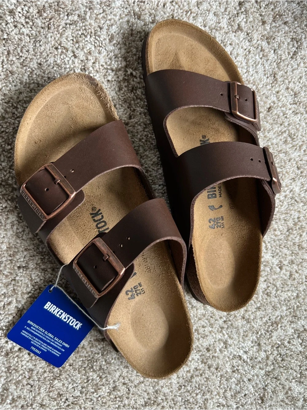 Birkenstock Men’s Two-Strap Buckle Sandals in Dark Brown